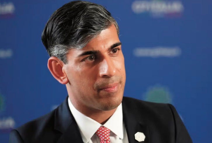 Photo of Rishi Sunak looking stern