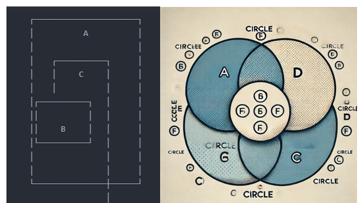 Very bad drawings of Venn diagrams