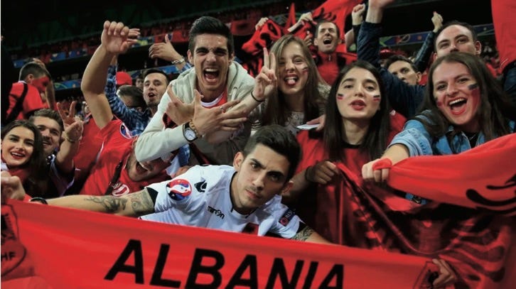 photo of happy Albania fans