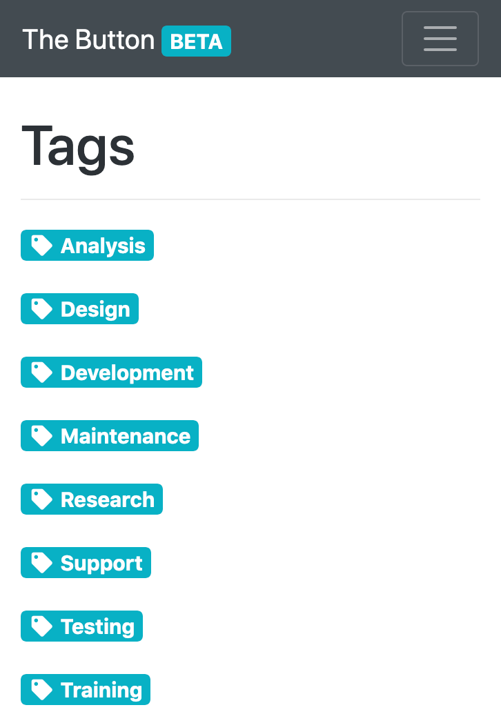 Up to eight tags used to categorise time entries.