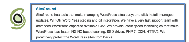 SiteGround WordPress hosting winner 2016
