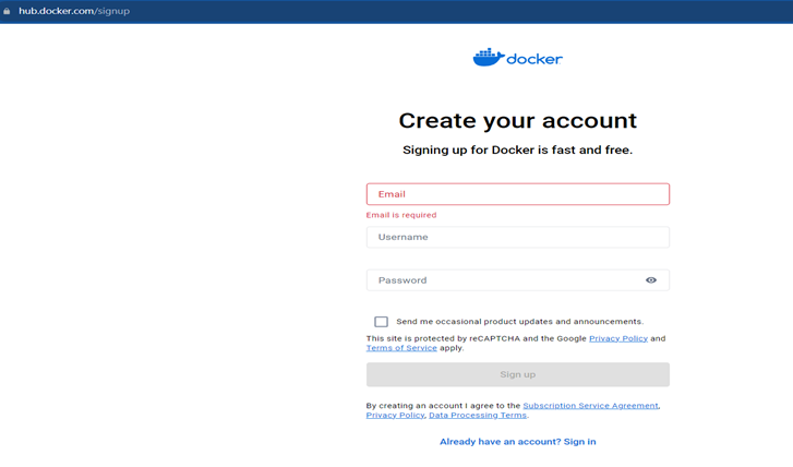 docker hub create Account