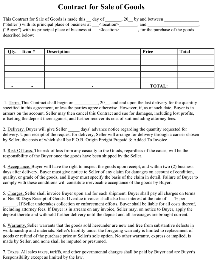 Sales Contract Template Template Free Download Speedy Template