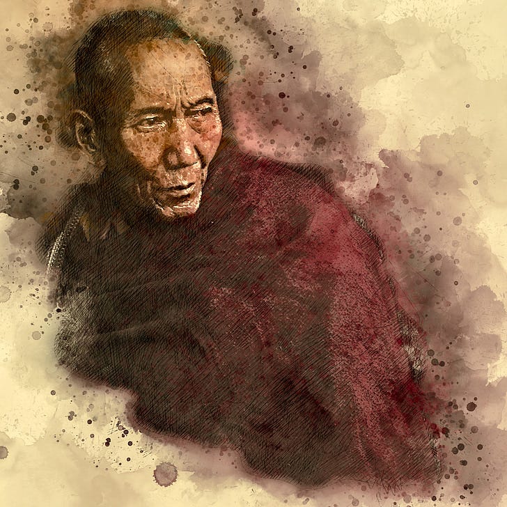 Tibetan Monk Digital Drawing