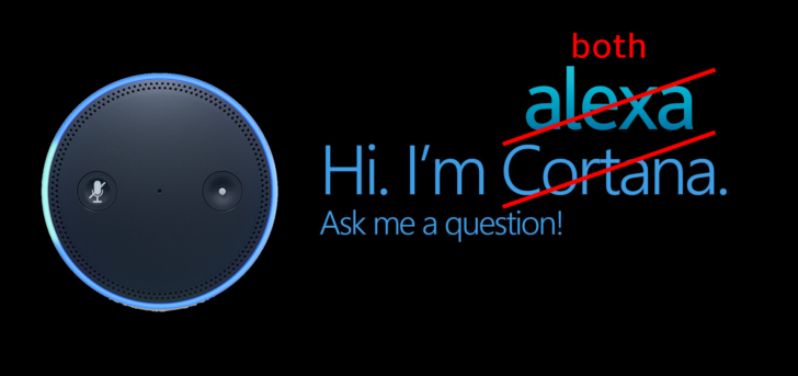 Picture showing Amazon Alexa and Cortana working together