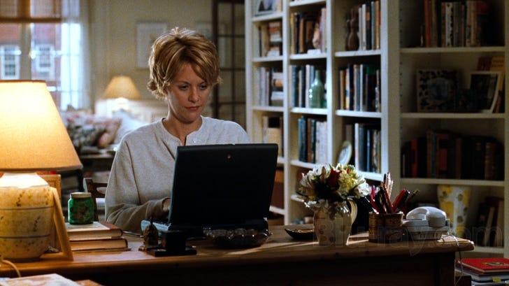 Meg Ryan using an ancient laptop in “You’ve Got Mail” movie.