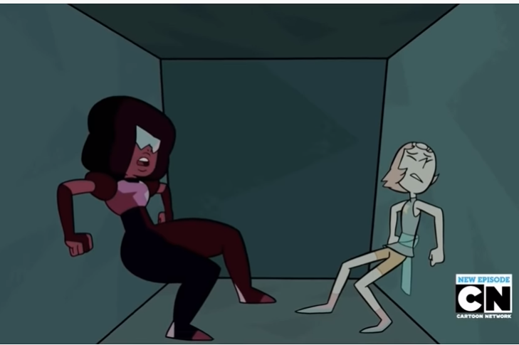 Pearl and Garnet in Friend Ship episode of Steven Universe.