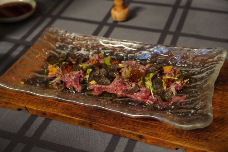 Raw Beef Carpaccio with Black Truffles at Totoraku