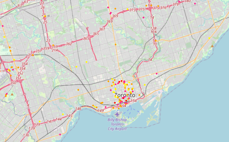 Figure 1: Hotel Distribution in Toronto