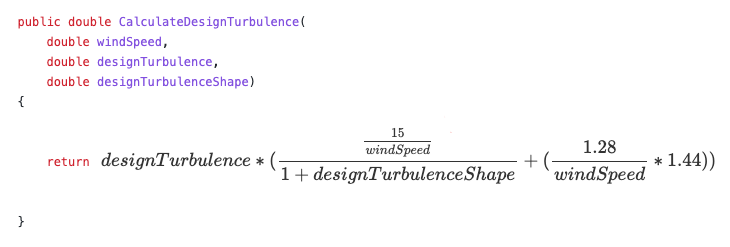 Example showing code displayed in a mathematical format