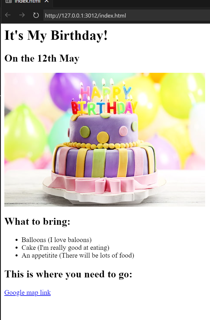 Here is the Live Preview of my html code for a birthday invitation.