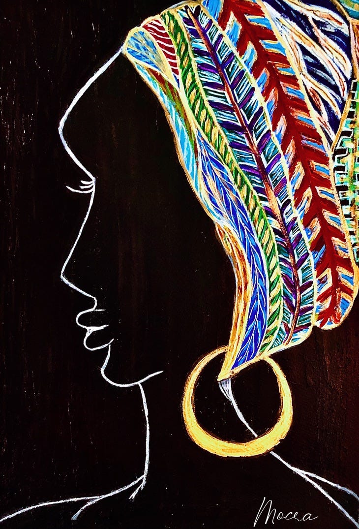 poem on racism, painting of black tribal woman