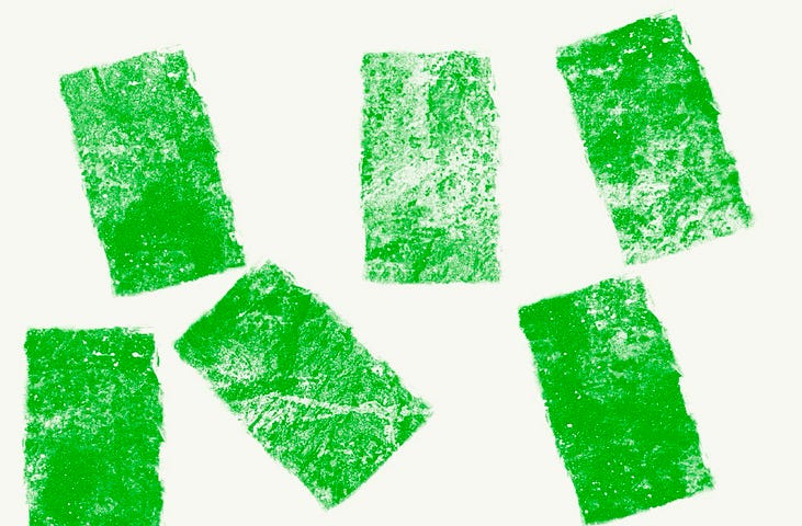 This is a drawing with a white background and green rectangles that resemble walls
