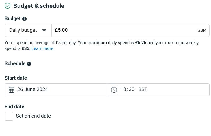 Choose Budget & Schedule