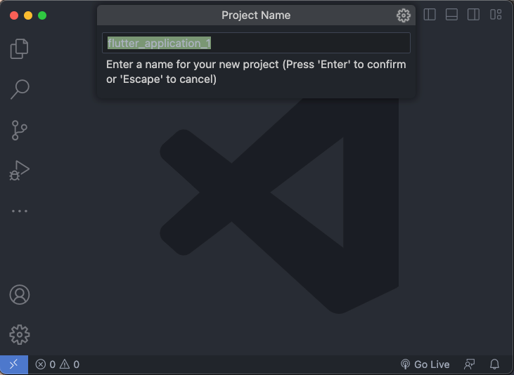 Enter project name on vscode