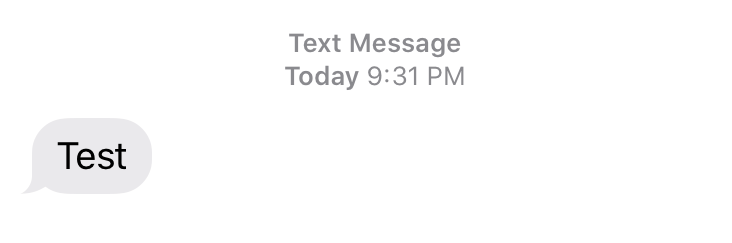 Screenshot of a text message