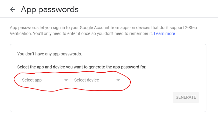 Screenshot of app password manager