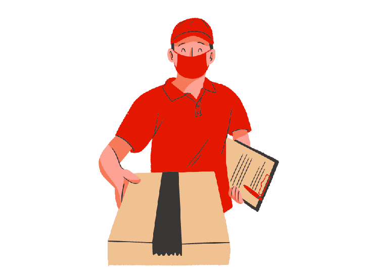Illustration of a person delivering a package.