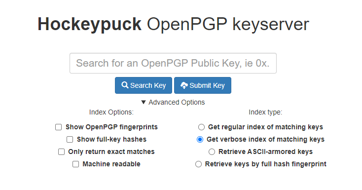 Image is screenshot of PGP keyserver