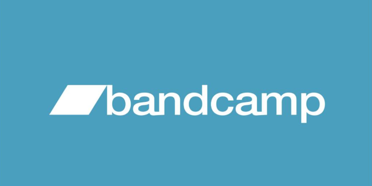 Visual of Bandcamp’s logo with a baby blue background