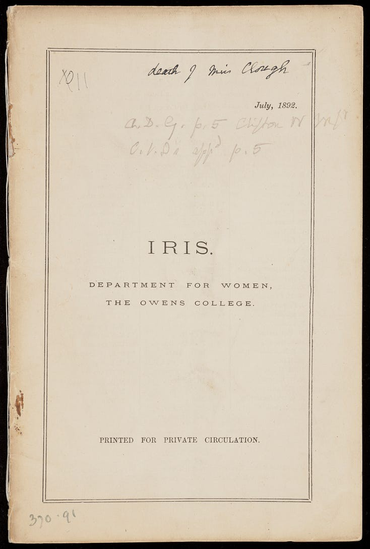 Iris, Department for Women, The Owens College