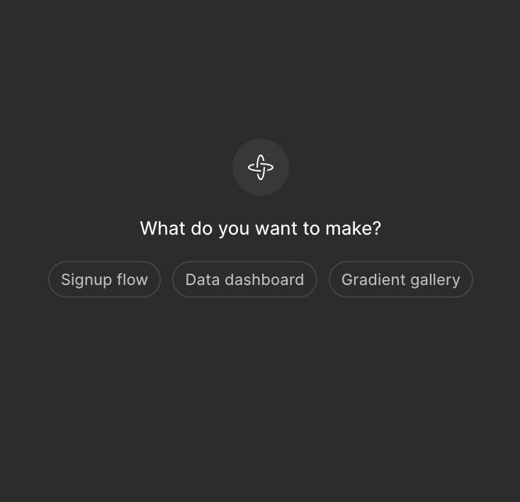 UI of Figma Make, asking users what do they want to make.