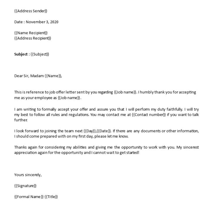 sample letter thanking for job offer letter