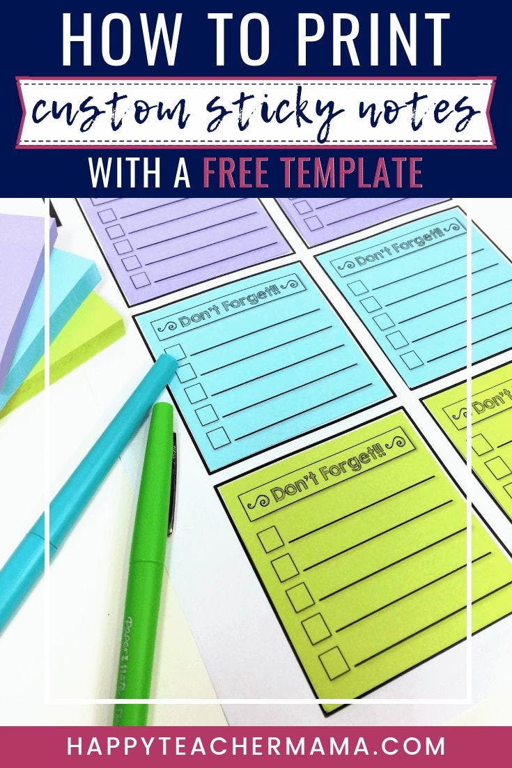 How to Print Custom Sticky Notes with a Free Template Custom sticky notes, Organization sticky