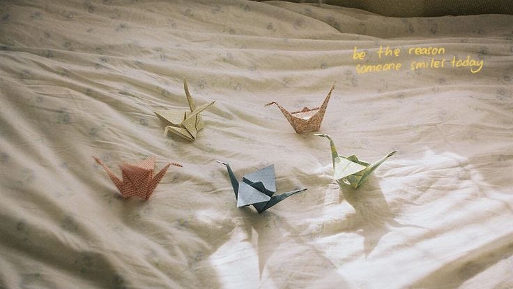The paper bird, or origami crane, is a symbol of peace, love, hope, and healing during challenging times.