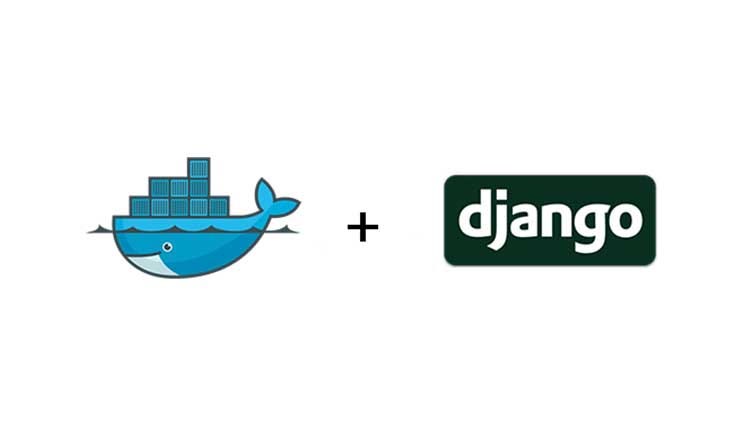 An image showing the Docker and Django logos with a plus sign in the middle