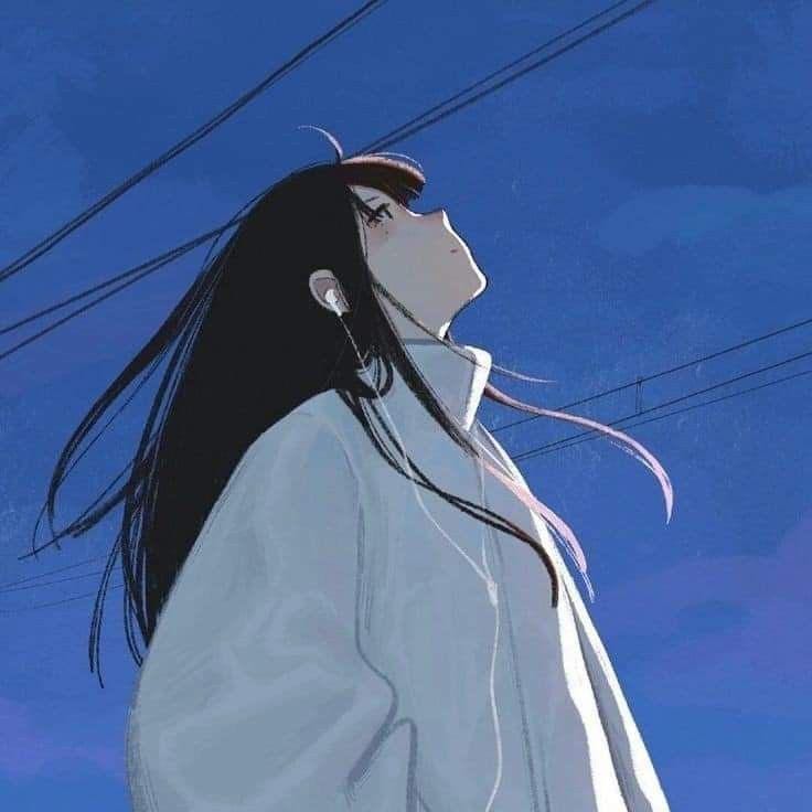 A girl looking at the sky
