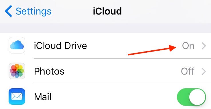 iCloud Drive on iOS