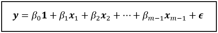 A truncated linear model that regresses y on x_1 through x_(m-1) and a constant