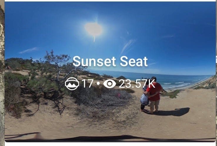 Google virtual tour of sunset seat in Del Mar California