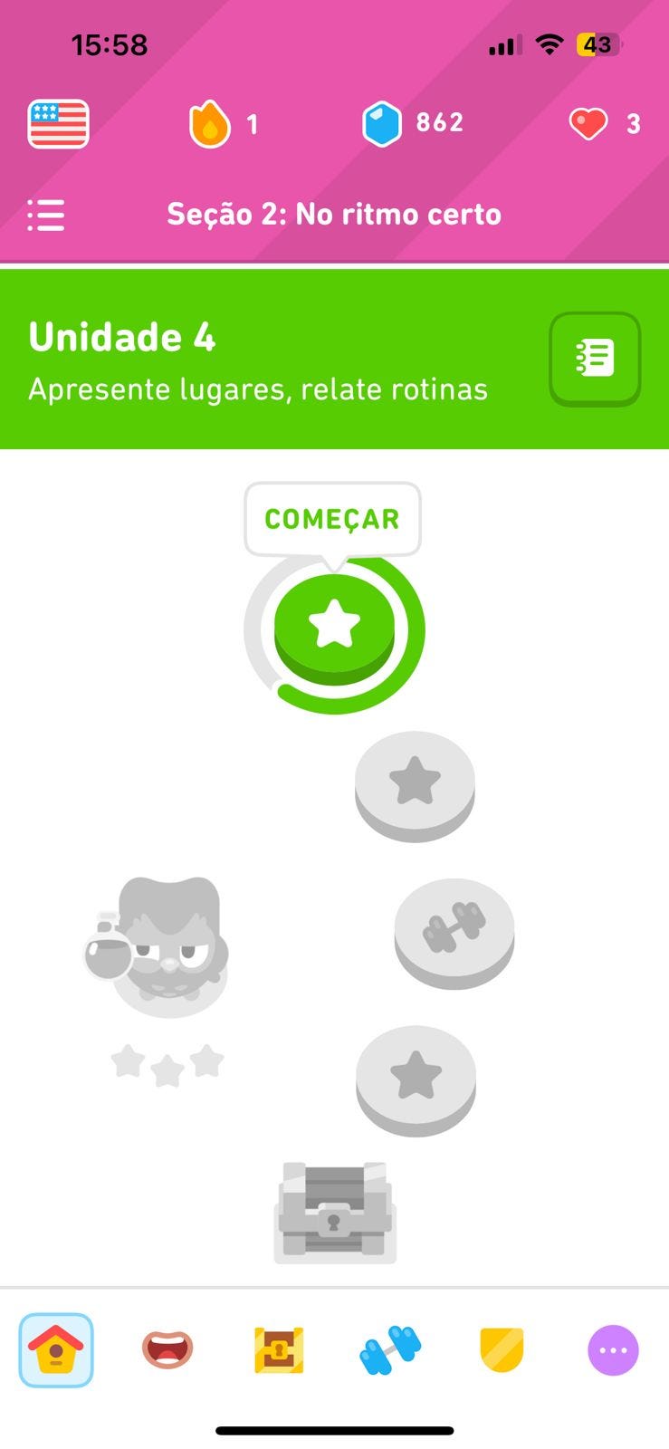 Exemplo: Desafios Duolingo (metas a cumprir)