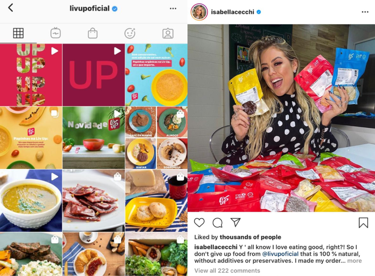 Liv Up’s Instagram Feed and Partnership with Influencers