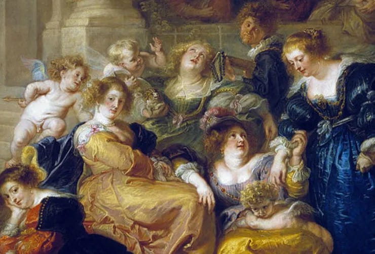 A snippet of ‘The Garden of Love’ by Flemish painter Peter Paul Rubens. The paintings by Rubens often featured voluptuous women, and led to the coinage of the term ‘Rubenesque’ which is used to refer to their full-bodied figure.