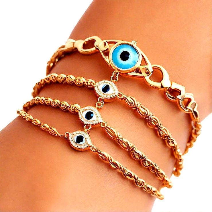 14k Gold Evil Eye Bracelet