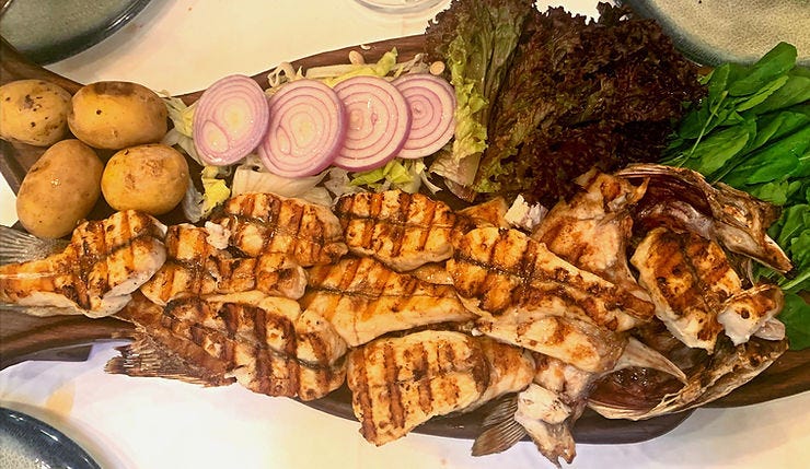 Grilled seabass at Raki Balik restaurant