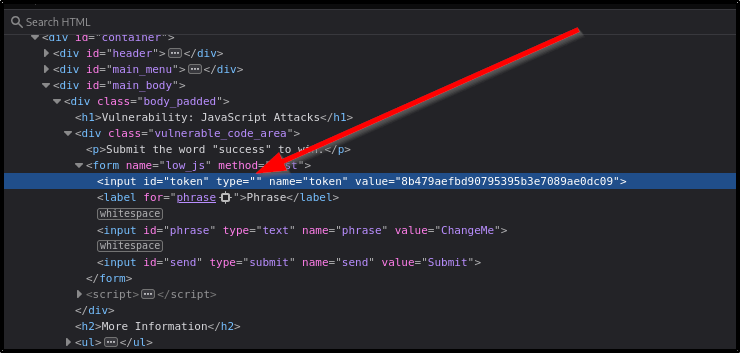 Javascript Attack on DVWA