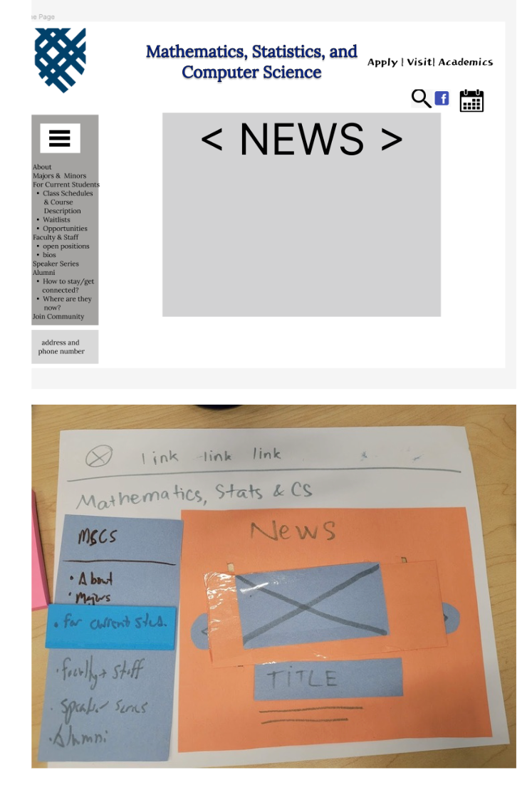 This is a comparison of our paper prototype and how we initially translated this on Figma.