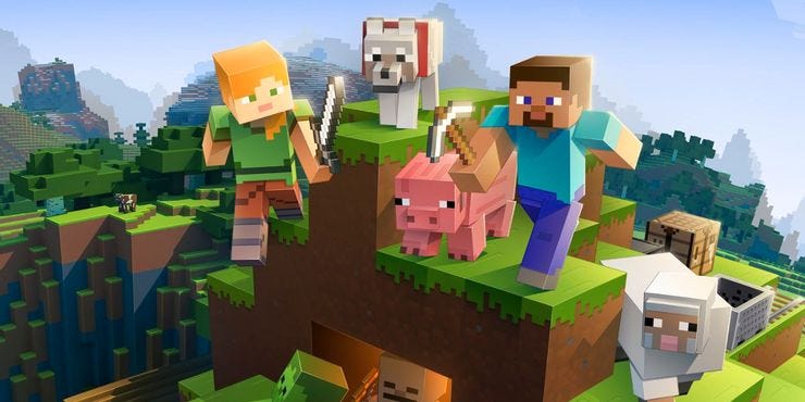 Minecraft promotional image of its characters