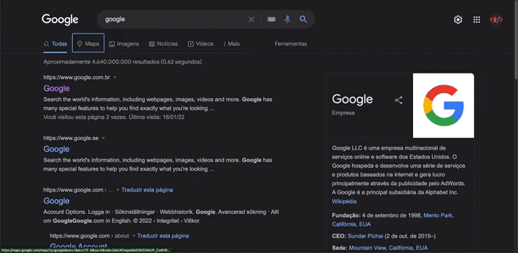 Gif browsing in the Google search page