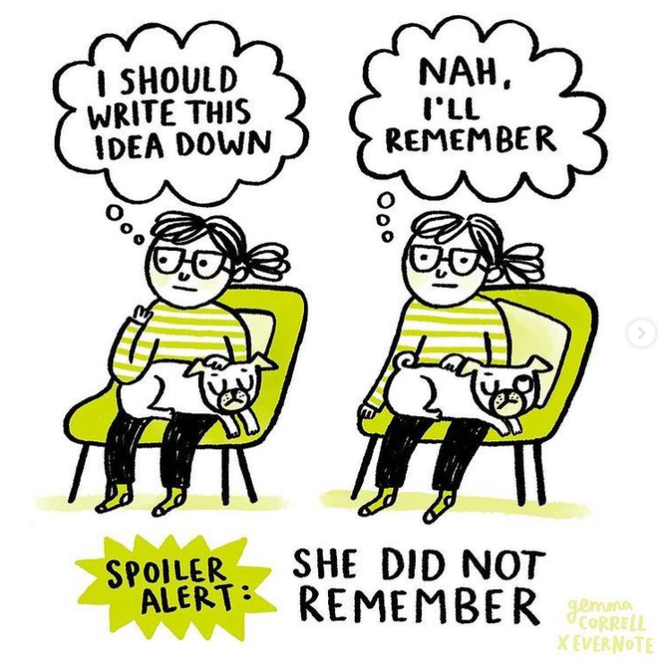 Original comic and post by Gemma Correll about the importance of documenting the design process