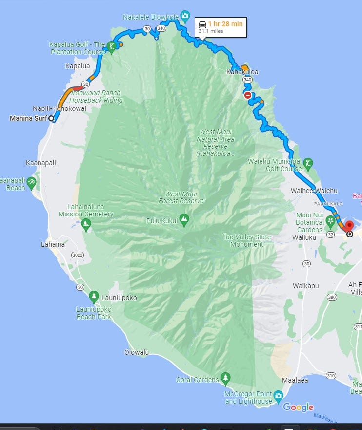Map — Kahekili Highway, Maui
