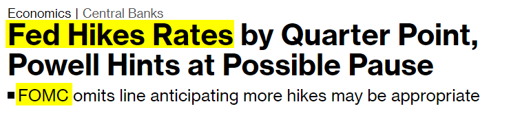 Headline about FOMC interest rate decision with rate hike