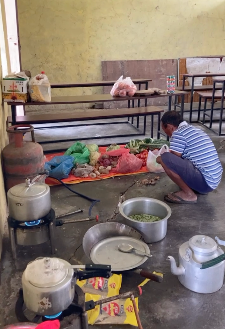 Temporary kitchen during free clinic