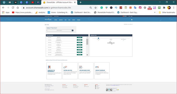 Here is a window snip of the ShareASale Dashboard and 4 Tools
