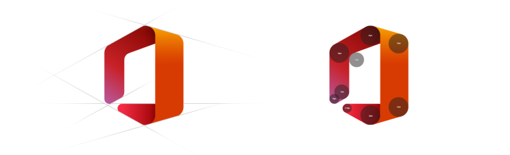 The shape of the new Microsoft Office icon.