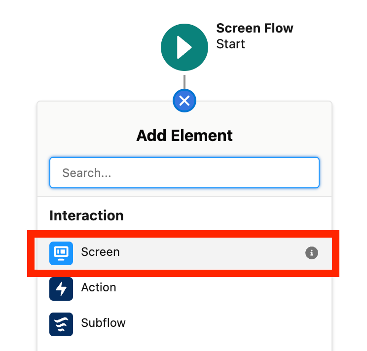 Screenshot of the screen component in flows